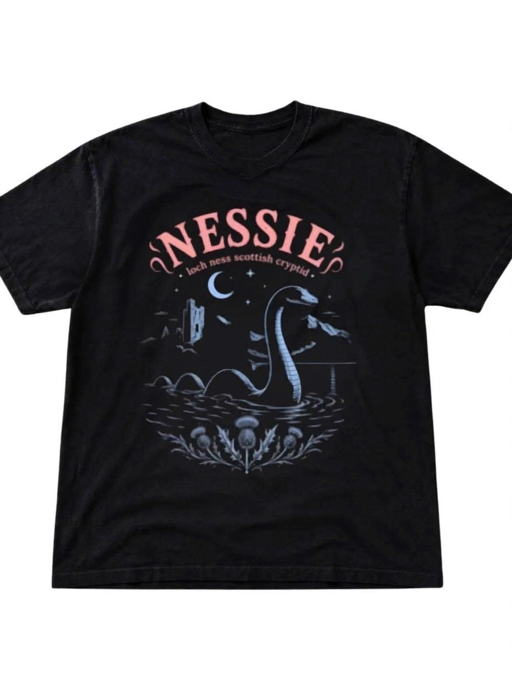Black Nessie Graphic T-Shirt - Reptile Theme
